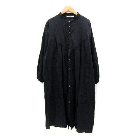 【中古】サンバレー SUN VALLEY シャツワンピース ロング丈 長袖 バンドカラー 無地 M 黒 ブラック /SY37 レディース 【ベクトル 古着】 250425 【中古】サンバレー SUN VALLEY シャツワンピース ロング丈 長袖 バンドカラー 無地 M 黒 ブラック /SY37 レディース 【ベクトル 古着】 250425