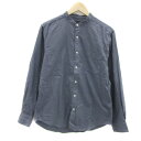 【中古】グリーンレーベルリラクシング ユナイテッドアローズ green label relaxing カジュアルシャツ 長袖 バンドカラー 無地 L 紺 ネイビー /YS40 メンズ 【ベクトル 古着】 250428(4)