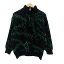 【中古】コート COTE ニット セーター ハーフジップ 長袖 オーバーサイズ 黒 ブラック 緑 グリーン /HO7 レディース 【ベクトル 古着】 25051...