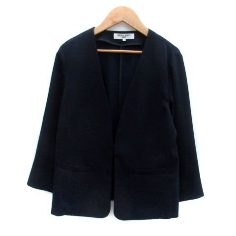 【中古】ナチュラルビューティーベーシック NATURAL BEAUTY BASIC ノーカラージャケット 七分袖 ミドル丈 L 紺 ネイビー /HO27 レディース 【ベクトル 古着】 250516 【中古】ナチュラルビューティーベーシック NATURAL BEAUTY BASIC ノーカラージャケット 七分袖 ミドル丈 L 紺 ネイビー /HO27 レディース 【ベクトル 古着】 250516