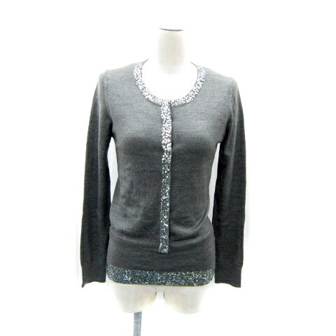 【中古】ルスーク Le souk アンサンブルニット カーディガン ミドル丈 ラウンドネック カットソー 半袖..