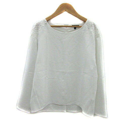 Long-Sleeved - 【中古】インディヴィ INDIVI カットソー 長袖 ラウンドネック 無地 レース 38 M 白 ホワイト /YS21 レディース 【ベクトル 古着】 250522