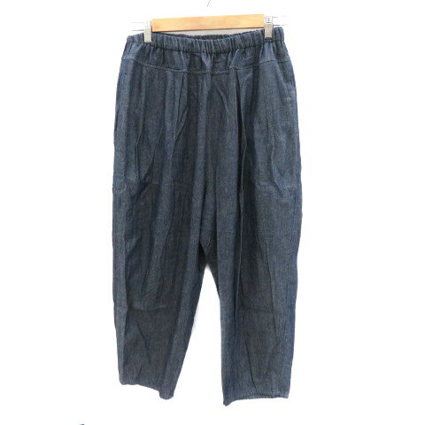 【中古】スロウ sloe ガウチョパンツ ワイドパンツ イージーパンツ 七分丈 麻 リネン混 F ダークインディゴ /YK9 レディース 【ベクトル 古着】 250525