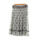 【中古】ヒロココシノ HIROKO KOSHINO チュールスカート フレアスカート ロング丈 ドット柄 ストライプ柄 ペチコート付き 40 L ライトグレー /SY6 レディース 【ベクトル 古着】 250604