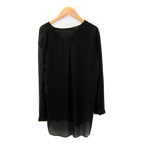 【中古】ナラカミーチェ NARA CAMICIE チュニック 長袖 スリットネック 無地 シースルー 1 黒 ブラック /SY25 レディース 【ベクトル 古着】 250604