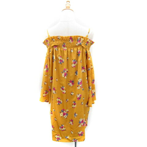 【中古】未使用品 マーキュリーデュオ MERCURYDUO ワンピース ミニ丈 長袖 オフショルダー 花柄 マルチカラー F マスタードイエロー /SY37 レディース 【ベクトル 古着】 250604