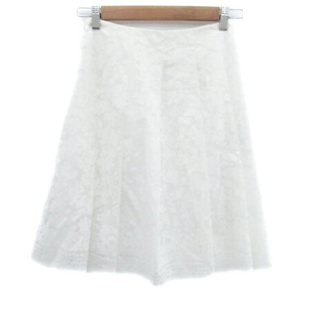 【中古】クミキョク 組曲 KUMIKYOKU フレアスカート ひざ丈 総柄 1 S オフホワイト /HO39 レディース 【ベクトル 古着】 250610