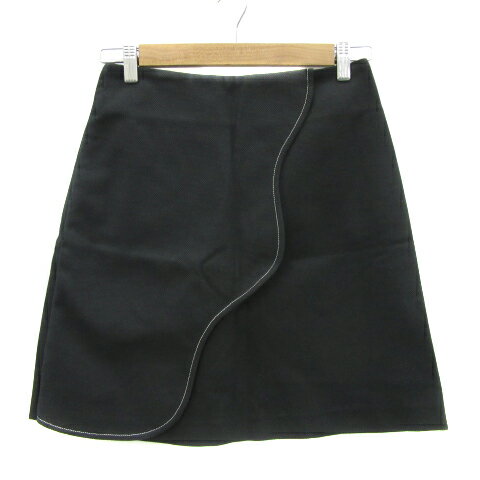 【中古】タラジャーモン TARA JARMON 台形スカート ひざ丈 無地 36 S 黒 ブラック 白 ホワイト /YS5 レディース 【ベクトル 古着】 250606(4)