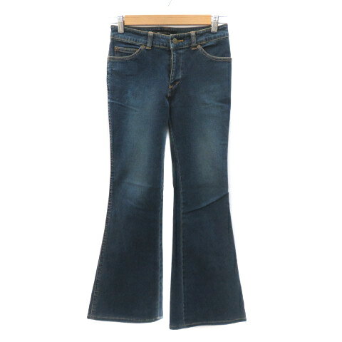 【中古】ノーベスパジオ NOVESPAZIO デニムパンツ ジーンズ フレアパンツ ロング丈 ウォッシュ加工 36 S ダークインディゴ /YK17 レディース 【ベクトル 古着】 250623(4)