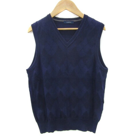 【中古】ビサルノ VISARUNO ニットベスト プルオーバー アーガイルチェック柄 S パープル 紫 /YM5 メンズ 【ベクトル 古着】 250610
