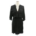 【中古】アーバンリサーチ URBAN RESEARCH ワンピース ミモレ丈 七分袖 スリットネック F 黒 ブラック /YK34 レディース 【ベクトル 古着】 250613(4)