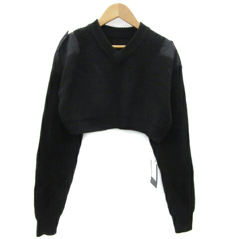 【中古】未使用品 ラブユ LVEU. ニット セーター 長袖 Vネック ショート丈 F ブラック 黒 /YM26 レディース 【ベクトル 古着】 250707