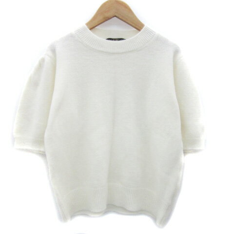 【中古】リッツィー Ritzy ニット カットソー 半袖 F オフホワイト 白 /YM1 レディース 【ベクトル 古着】 250617