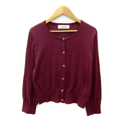 【中古】レッセパッセ LAISSE PASSE カーディガン ショート丈 ラウンドネック 無地 38 M ボルドー /SY25 レディース 【ベクトル 古着】 250619