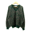 【中古】マウンテントップトーキョー mountain TOP TOKYO ニット セーター 長袖 Vネック 総柄 M 緑 グリーン グレー /SY30 メンズ 【ベクトル 古着】 250702