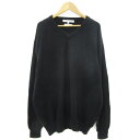 【中古】パープルプローズ PURPLE PROSE ニット カットソー 長袖 Vネック 大きいサイズ カシミヤ 4L ブラック 黒 /YM26 メンズ 【ベクトル 古着】 250618