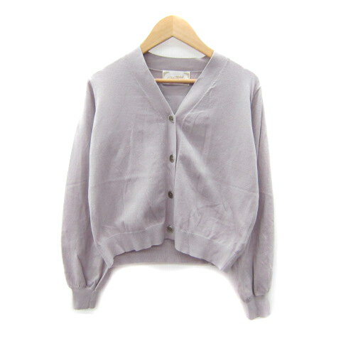 【中古】ミシェルマカロン michell Macaron カーディガン ミドル丈 Vネック 無地 XS グレー /SY24 レディース 【ベクトル 古着】 250626