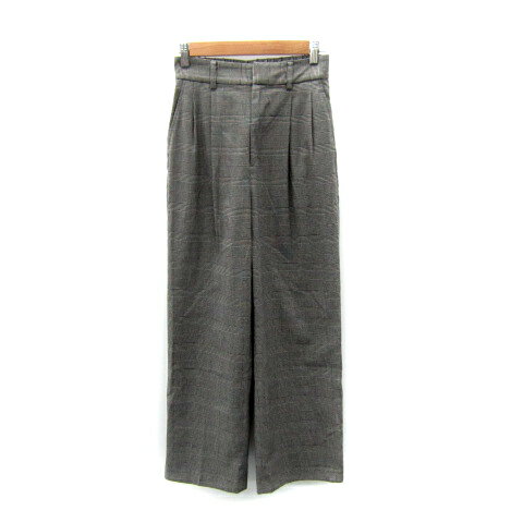 【中古】グローバルワーク GLOBAL WORK ワイドパンツ ロング丈 グレンチェック柄 S グレー /SY19 レディース 【ベクトル 古着】 250709