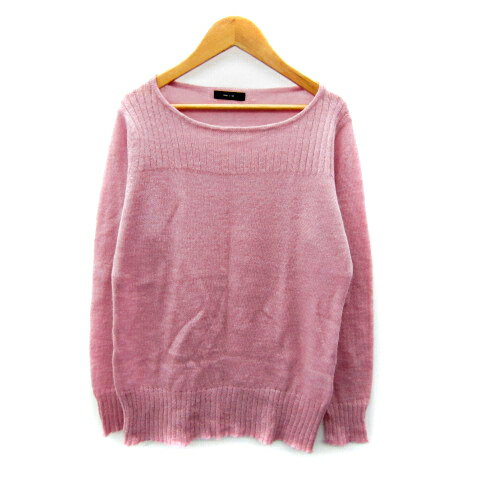【中古】コムサイズム COMME CA ISM ニット セーター 長袖 ラウンドネック 無地 モヘヤ混 F ピンク /SY..