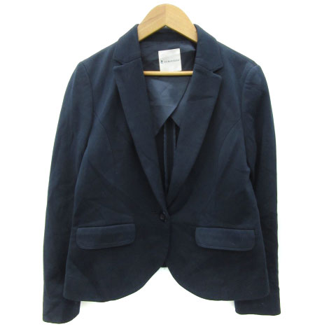 【中古】クミキョク 組曲 KUMIKYOKU テーラードジャケット ミドル丈 シングルボタン 2 ネイビー 紺 /YM23 レディース 【ベクトル 古着】 250704
