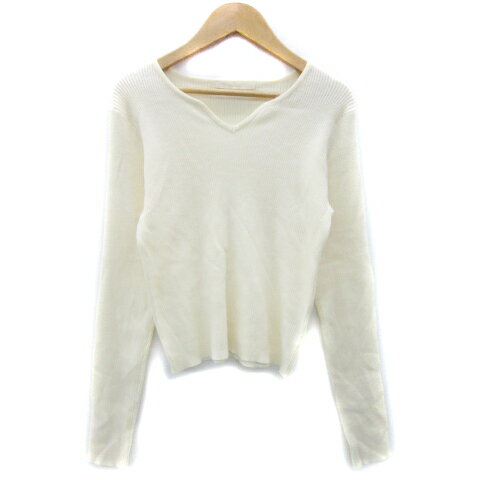 【中古】レイカズン Ray cassin ニット カットソー 長袖 スリットネック F クリーム色 /YM27 レディー..