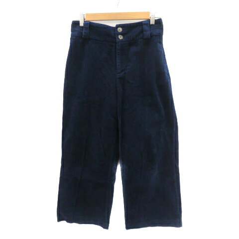 【中古】ザラ トラファルック ZARA Trafaluc ワイドパンツ アンクル丈 コーデュロイ M 紺 ネイビー /YK10 レディース 【ベクトル 古着】 250724
