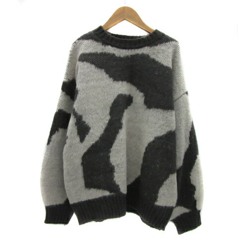 【中古】セレクトモカ SELECT MOCA ニット セーター 長袖 ラウンドネック マーブル柄 オーバーサイズ F..