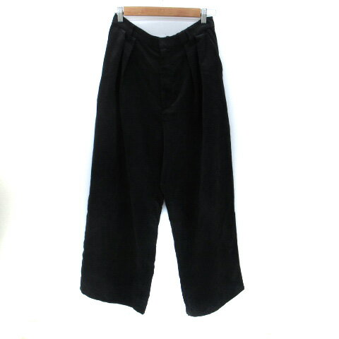 【中古】チャオパニック ティピー CIAOPANIC TYPY ワイドパンツ アンクル丈 コーデュロイ L 黒 ブラック /SM10 レディース 【ベクトル 古着】 250717