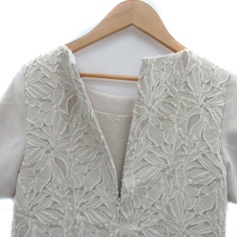 【中古】ロートレアモン LAUTREAMONT ドッキングワンピース ラウンドネック 半袖 ひざ丈 36 S グレー /HO35 レディース 【ベクトル 古着】 250722