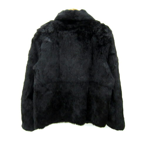 【中古】ゾロヌーズ Zorronuez ラビットファーコート ショート丈 無地 ステンカラー 11 黒 ブラック /SY9 レディース 【ベクトル 古着】 250722