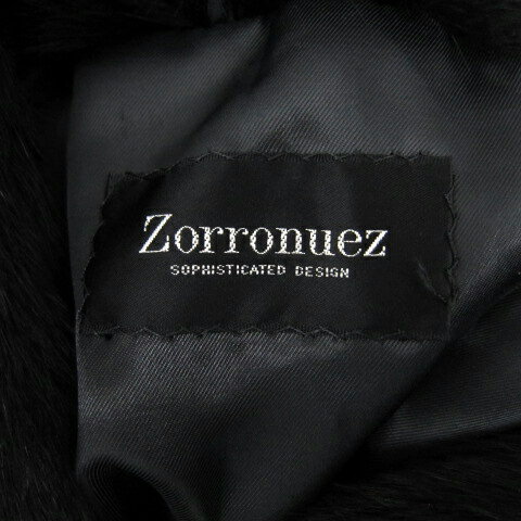 【中古】ゾロヌーズ Zorronuez ラビットファーコート ショート丈 無地 ステンカラー 11 黒 ブラック /SY9 レディース 【ベクトル 古着】 250722
