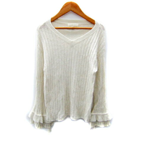 【中古】ジルスチュアート JILL STUART ニット セーター 長袖 Vネック 無地 FR 白 ホワイト /SY39 レデ..
