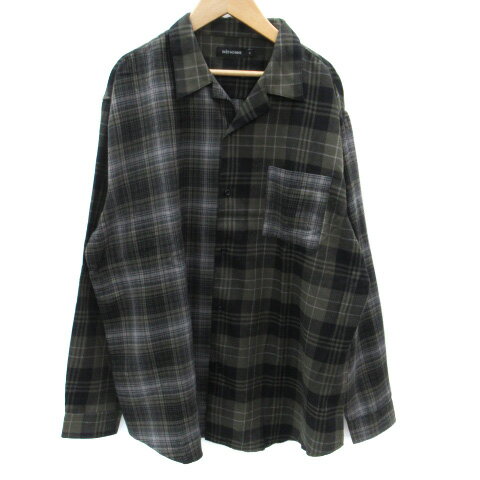 【中古】イネドオム INED HOMME カジュアルシャツ 長袖 チェック柄 XL マルチカラー カーキ 黒 ブラック /SM29 メンズ 【ベクトル 古着】 250801