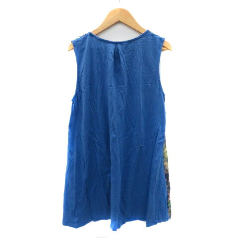 【中古】スカラー ScoLar チュニック カットソー ノースリーブ 花柄 M マルチカラー 青 ブルー /YK26 レディース 【ベクトル 古着】 250804