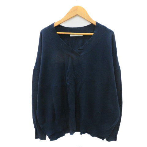 【中古】アーバンリサーチ ドアーズ URBAN RESEARCH DOORS ニット カットソー 長袖 Vネック One 紺 ネイビー /YK38 レディース 【ベクトル 古着】 250829のサムネイル