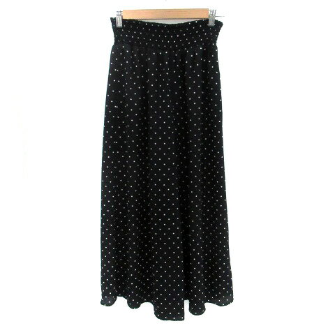 【中古】グローバルワーク GLOBAL WORK ガウチョパンツ ワイドパンツ イージー 七分丈 ドット柄 F 黒 ブラック オフホワイト /HO15 レディース 【ベクトル 古着】 250829