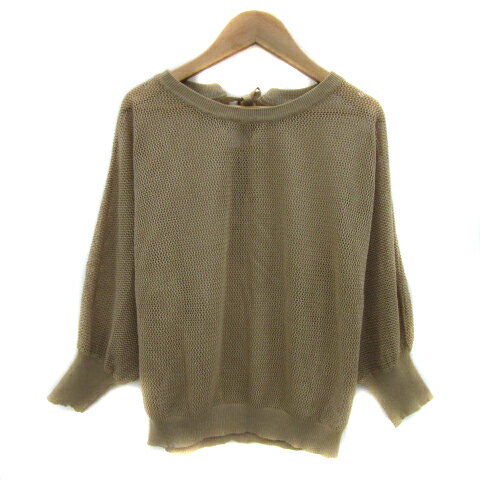 【中古】ビス ViS ニット カットソー 七分袖 ドルマンスリーブ ラウンドネック 透かし編み F ベージュ /YS22 レディース 【ベクトル 古着】 250828