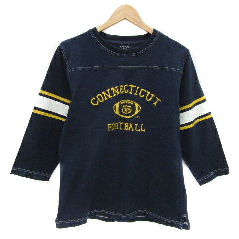 【中古】ニコアンド Niko and.. Tシャツ カットソー 七分袖 プリント L マルチカラー 紺 ネイビー /YS25 メンズ 【ベクトル 古着】 250828