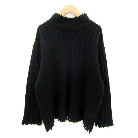 Three-Quarter Knit - 【中古】スライ SLY ニット セーター 長袖 ハイネック 無地 オーバーサイズ ウール F 黒 ブラック /SY37 レディース 【ベクトル 古着】 251009