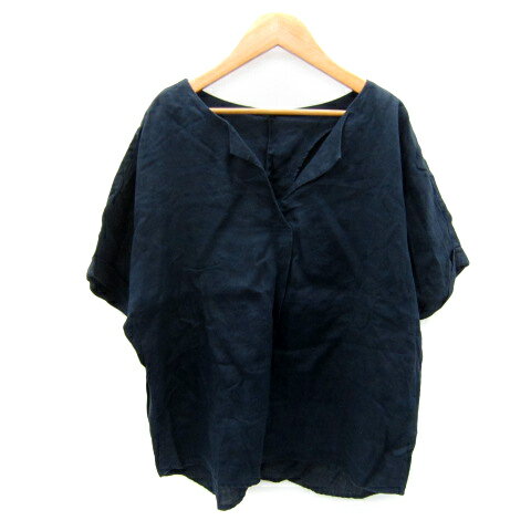 樂天商城 - 【中古】アーバンリサーチ サニーレーベル URBAN RESEARCH Sonny Label ブラウス カットソー 半袖 スリットネック 無地 リネン 麻 F 紺 ネイビー /SY3 レディース 【ベクトル 古着】 251014