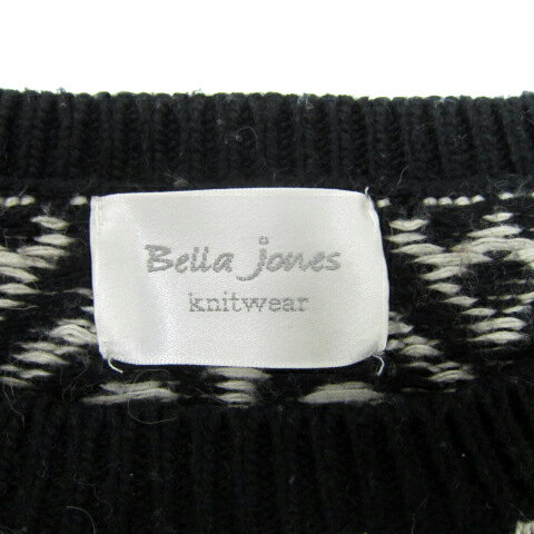 【中古】ベラジョーンズ Bella Jones ニット セーター 長袖 ラウンドネック 総柄 黒 ブラック 白 ホワイト /SY12 レディース 【ベクトル 古着】 251014 auc-vector-20537946 ブランド古着の買取販売ベクトル サンプル画像3