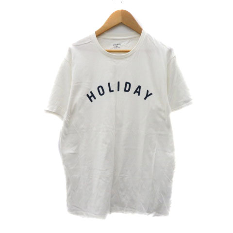 Print - 【中古】ホリデイ holiday Tシャツ カットソー 半袖 プリント S オフホワイト 紺 ネイビー /YK27 レディース 【ベクトル 古着】 250909