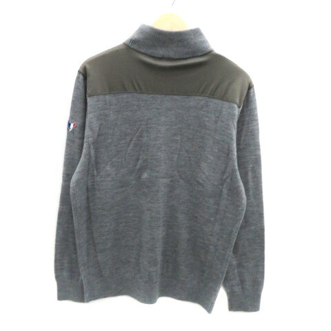 【中古】クランク CLUNK ゴルフウエア ニット セーター ハイネック 長袖 切替 刺繍 O XL チャコールグレー /HO41 メンズ 【ベクトル 古着】 251014