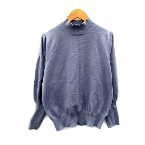 【中古】セゾンドパピヨン SAISON DE PAPILLON ニット カットソー 長袖 ハイネック 無地 L 紫 パープル..