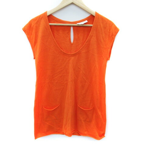 【中古】ピュリフィエ PURIFIER ニット カットソー 半袖 Uネック 38 M オレンジ /SM3 レディース 【ベ..