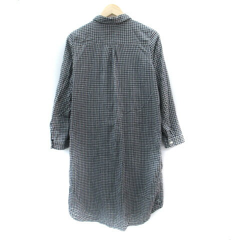 【中古】パーリッシィ PAR ICI シャツワンピース ミモレ丈 長袖 ギンガムチェック柄 F 黒 ブラック 白 ホワイト /SM26 レディース 【ベクトル 古着】 251001