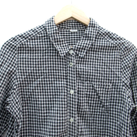 【中古】パーリッシィ PAR ICI シャツワンピース ミモレ丈 長袖 ギンガムチェック柄 F 黒 ブラック 白 ホワイト /SM26 レディース 【ベクトル 古着】 251001