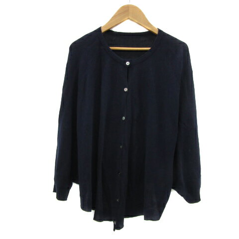【中古】アデュートリステス ADIEU TRISTESSE ニットポンチョ ニットカーディガン ミドル丈 ラウンドネック 無地 紺 ネイビー /YS14 レディース 【ベクトル 古着】 250930