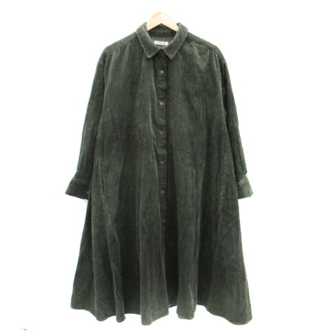 【中古】フリークスストア FREAKS STORE コーデュロイシャツワンピース ロング丈 長袖 F カーキ /SM11 レディース 【ベクトル 古着】 250918