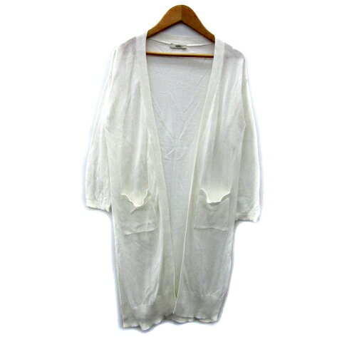 【中古】ミスティック mystic カーディガン ロング丈 前開き スリット 無地 F 白 ホワイト /MA5 レディース 【ベクトル 古着】 250924